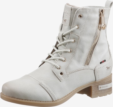 MUSTANG Lace-Up Ankle Boots in White: front