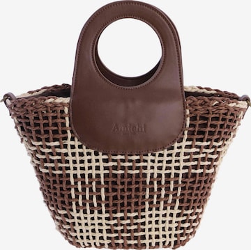 Amichi - Bolso de mano 'Bolso de mano para mujer Nacre de fibras naturales con cremallera' en marrón: frente