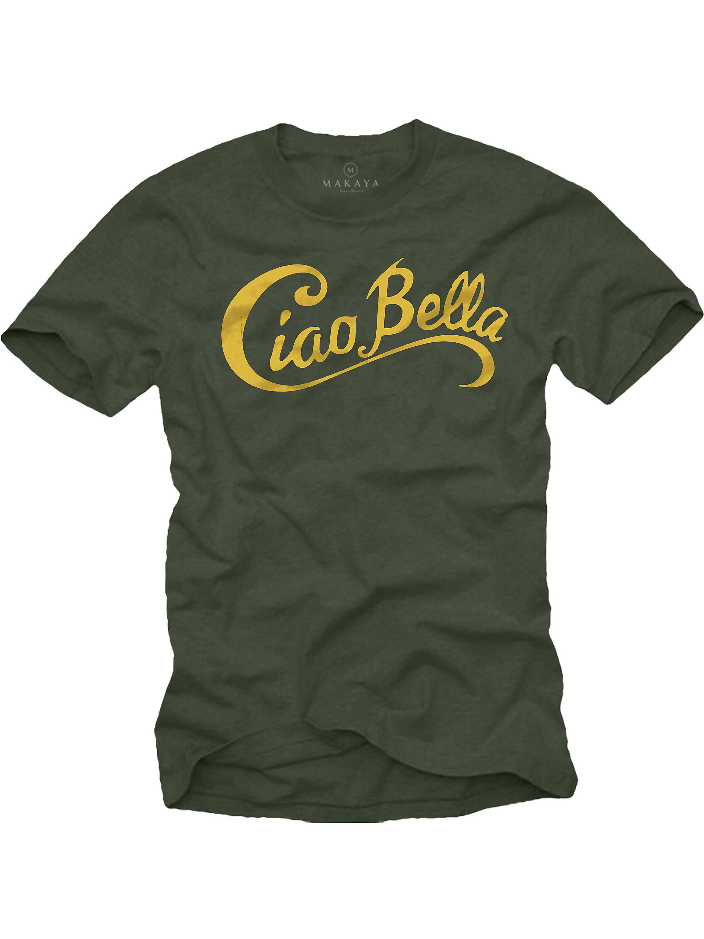 MAKAYA Shirt 'Ciao Bella' in Green: front