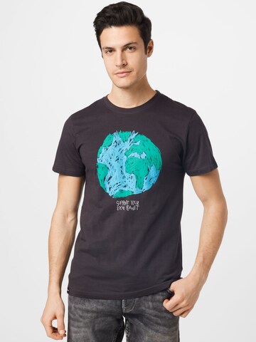 DEDICATED. T-Shirt 'Stockholm Crayon Globe' in Grau: predná strana