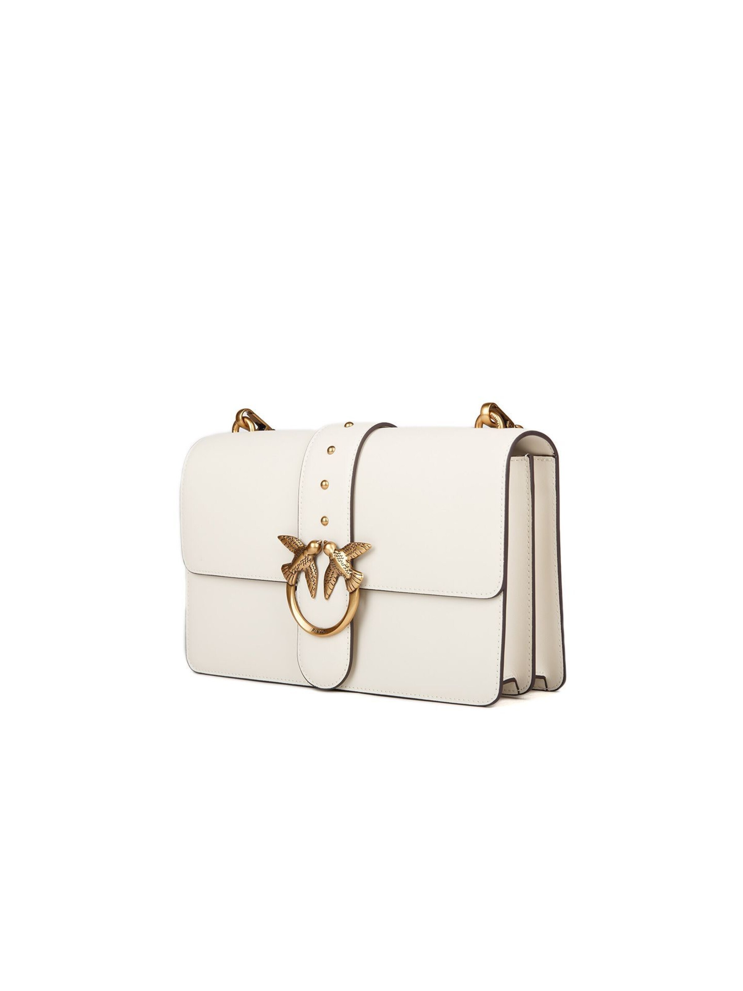 PINKO - Bolso de hombro 'Love One Classic St. Cl Vitello Seta' en blanco