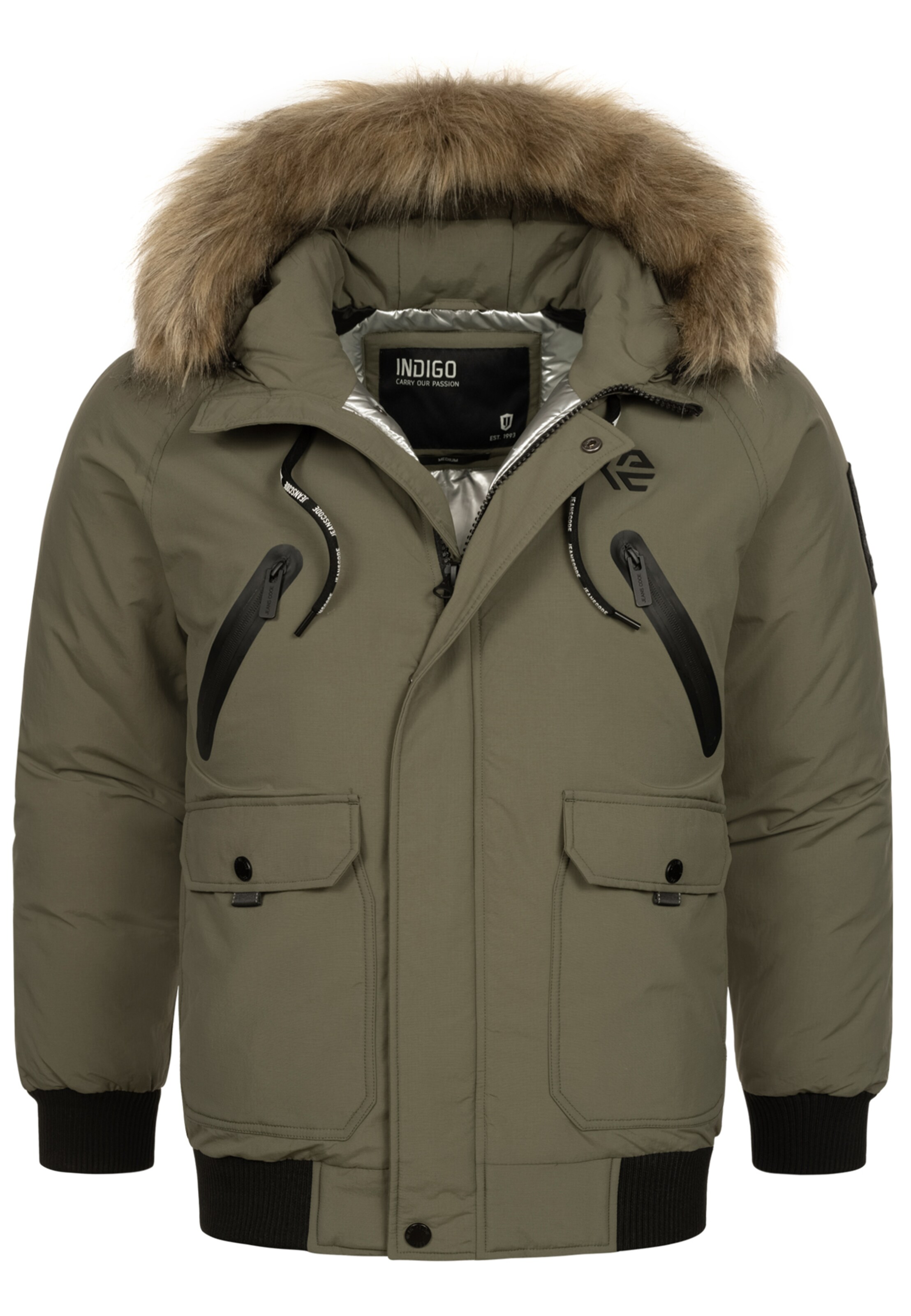 INDICODE JEANS Winter jacket ' Zakai ' in Green: front