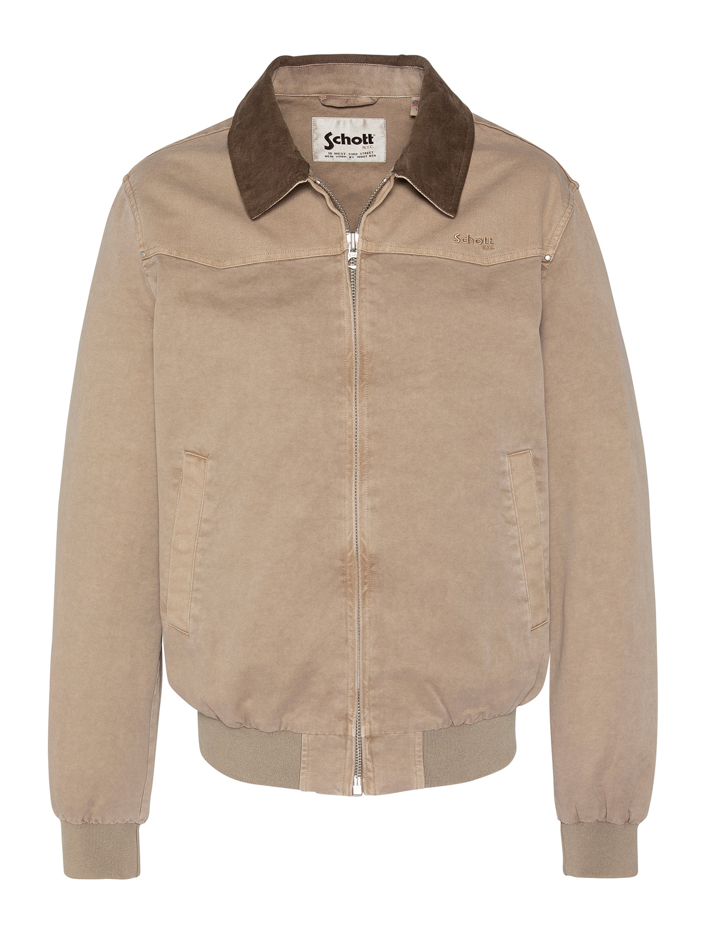 Manteau mi-saison Schott NYC en marron : devant