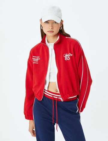 Koton Zip-Up Hoodie in Red: front