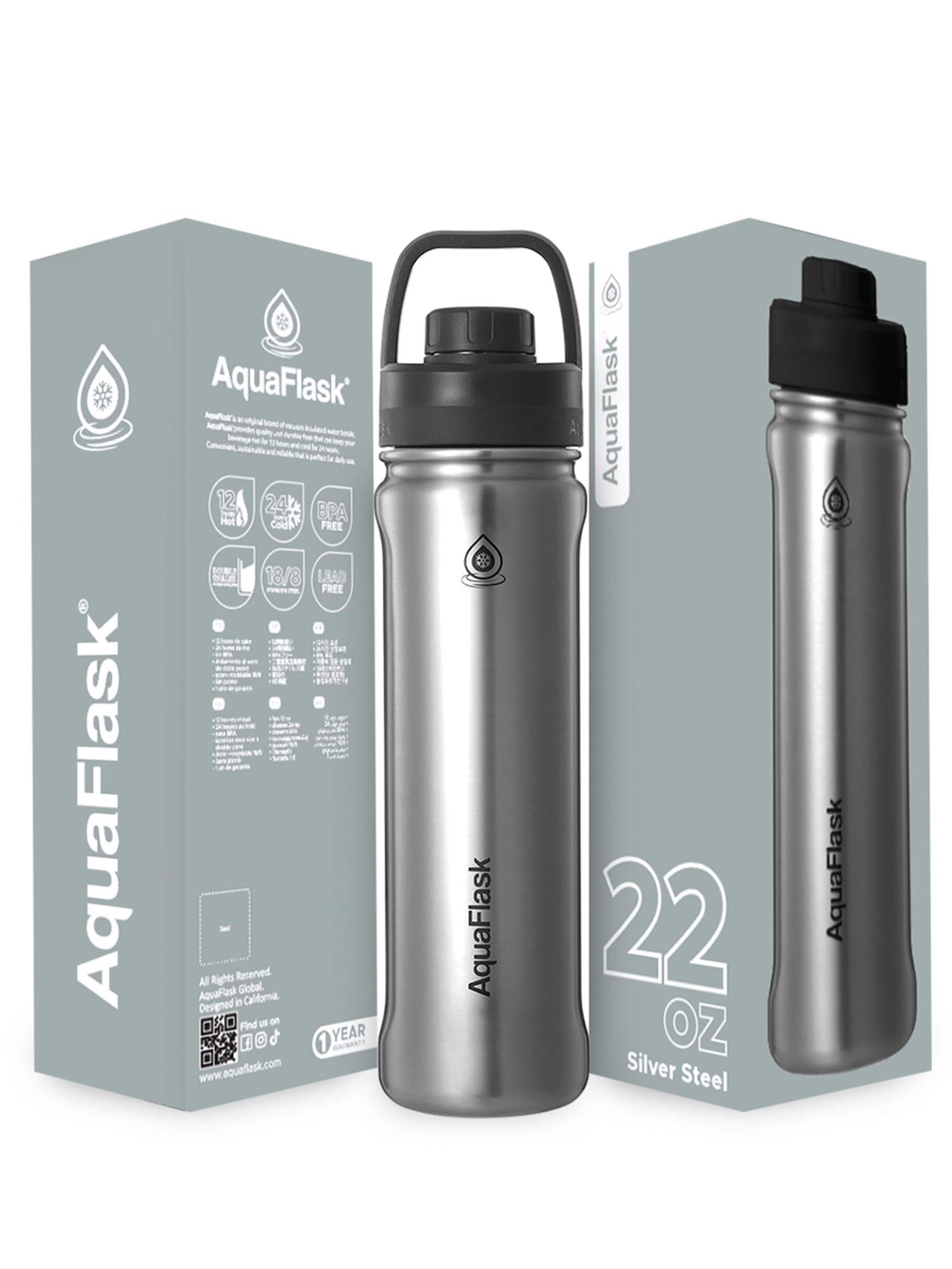 AquaFlask Láhev na vodu 'AquaFlask Termoláhev REGULAR+ 650 ml' – stříbrná