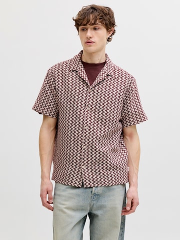 JACK & JONES Regular fit Button Up Shirt 'JORMONTAUK' in Red: front