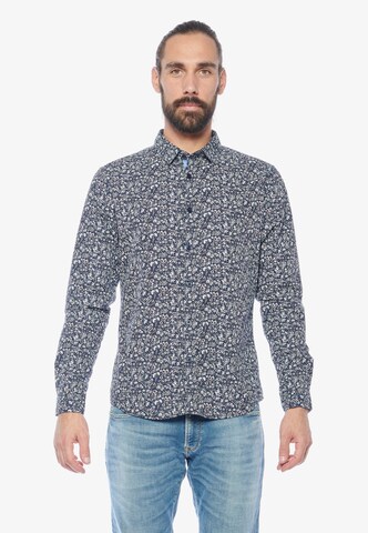 Le Temps Des Cerises Regular fit Button Up Shirt 'MOTAL' in Blue: front