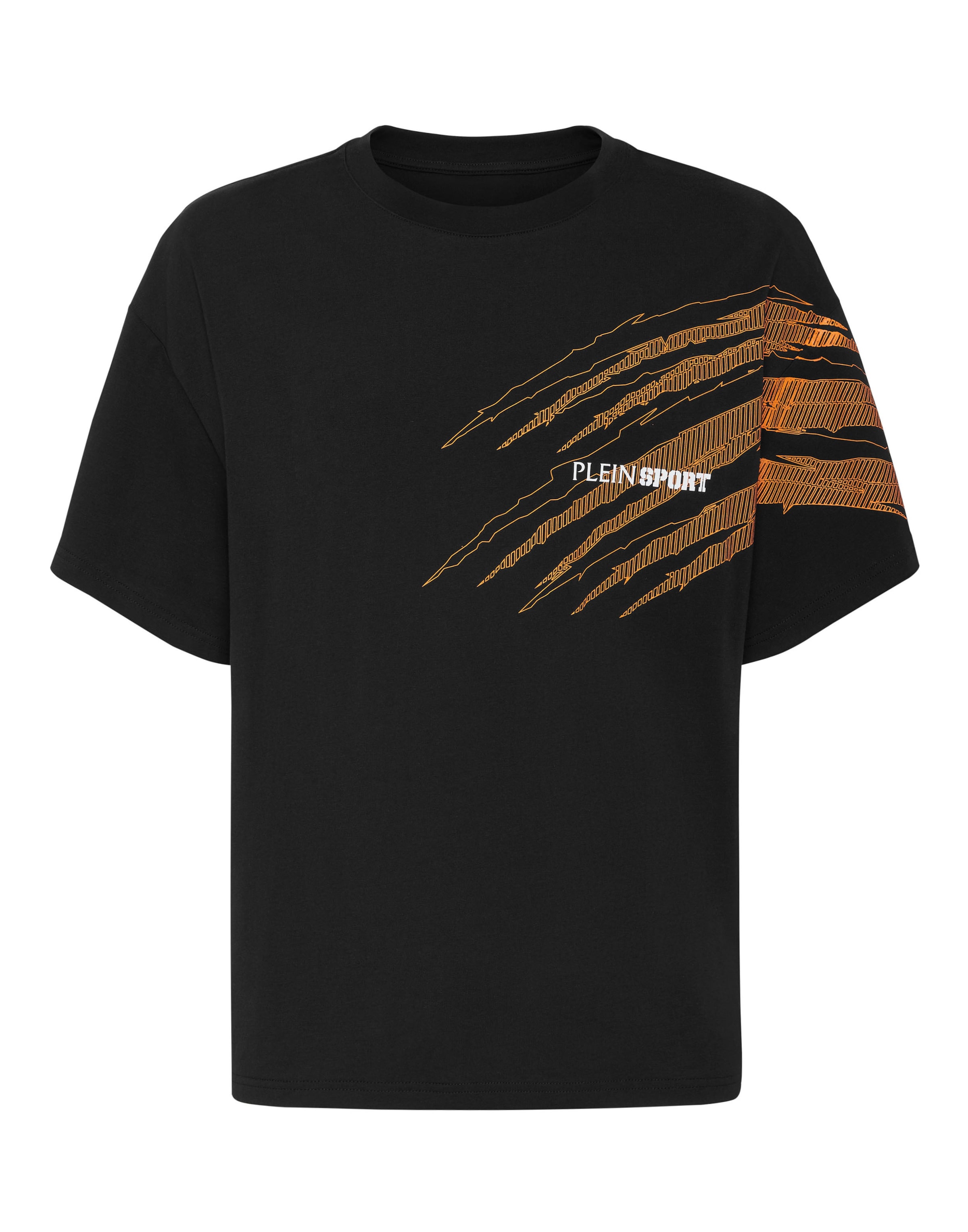 Plein Sport - Camiseta 'Scratch' en negro: frente