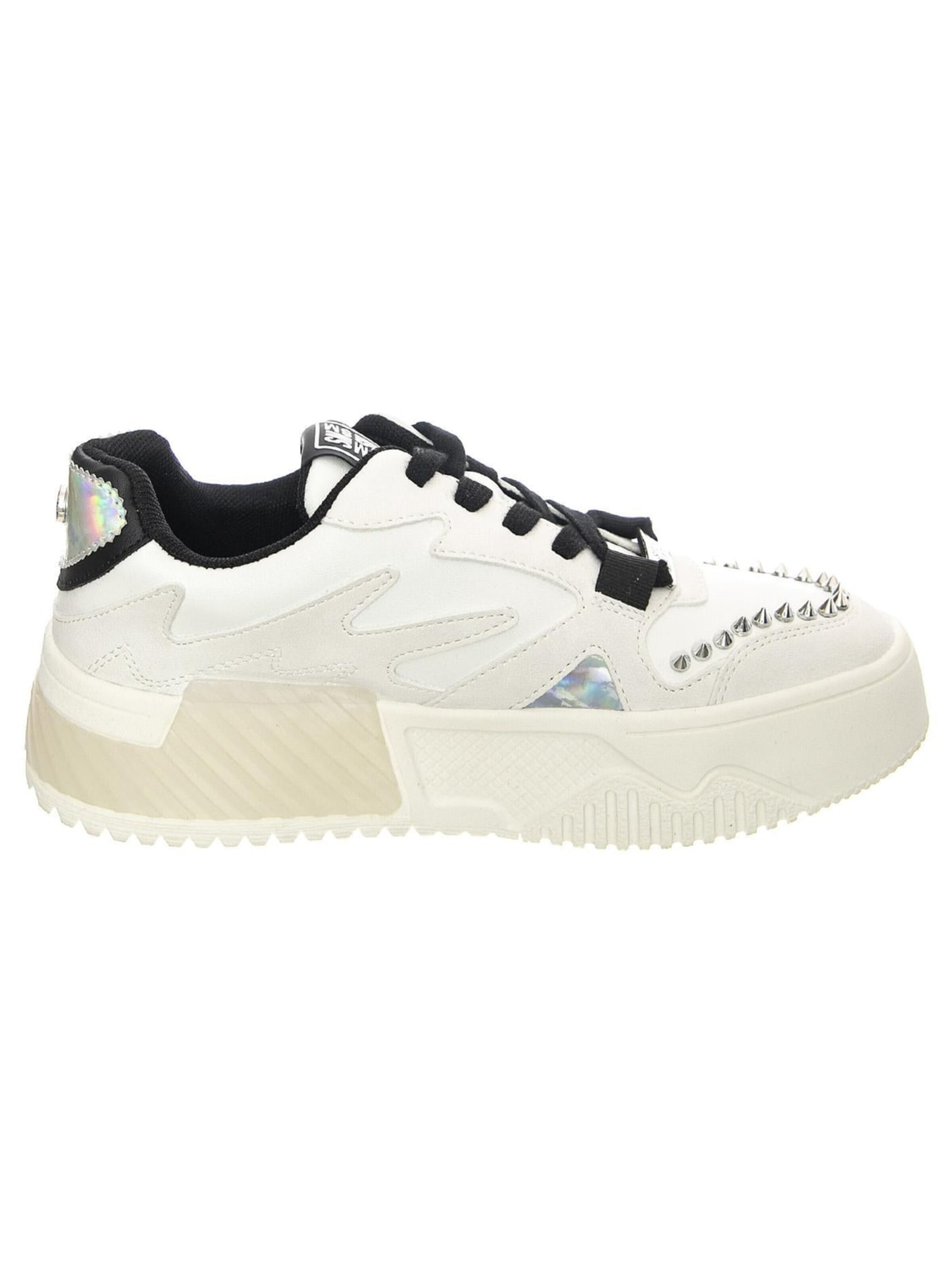 STEVE MADDEN Sportslig snøresko 'W' Whirl Black Multi Lace-Up Low-Profile Shoes' i hvid