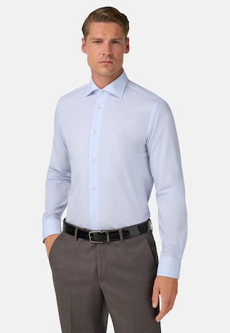 Coupe slim Chemise 'Check Windsor' Boggi Milano en bleu : devant