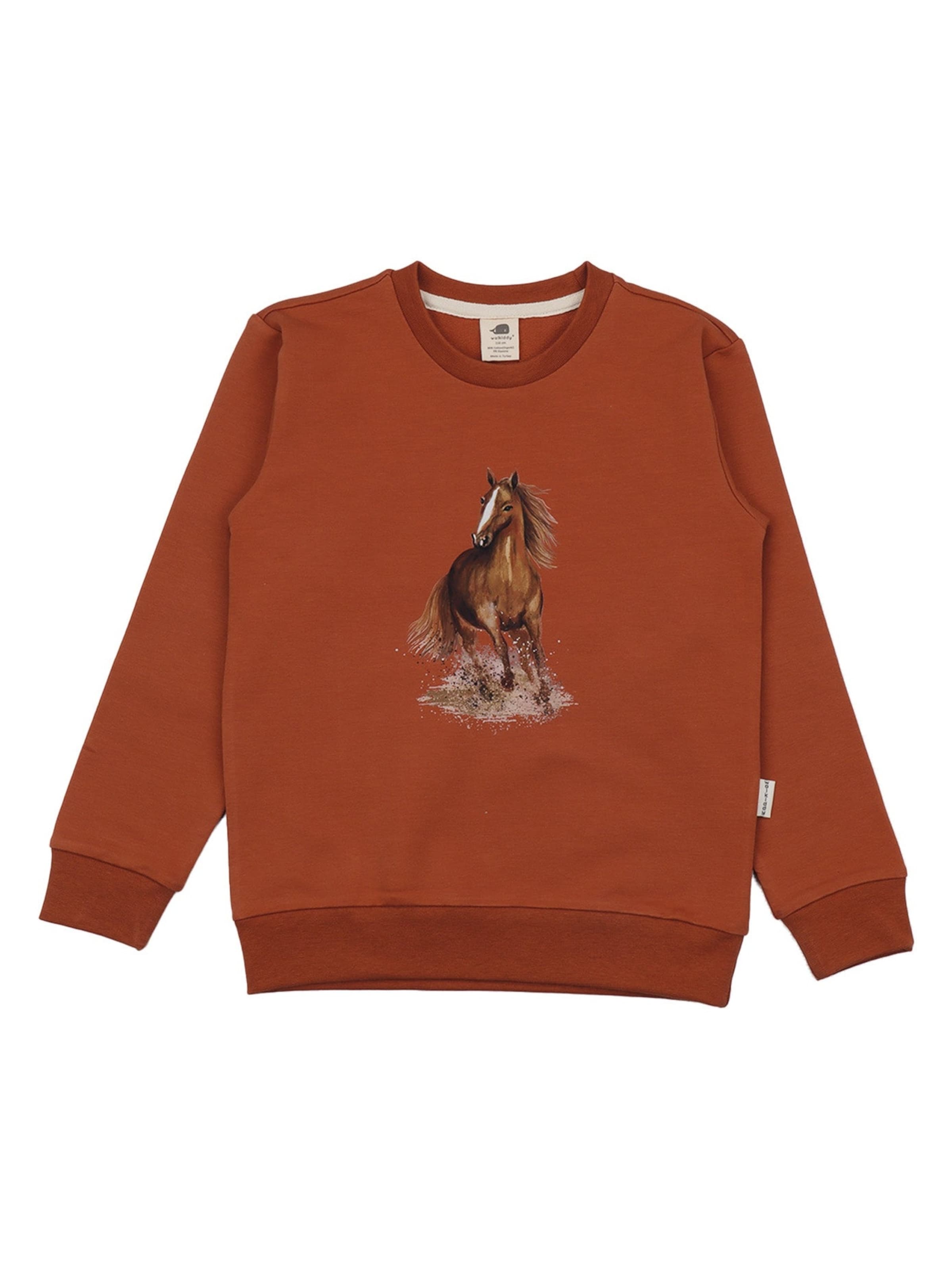 Walkiddy Sweatshirt 'Walkiddy - Graceful Horses Sweatshirt' in Brown: front