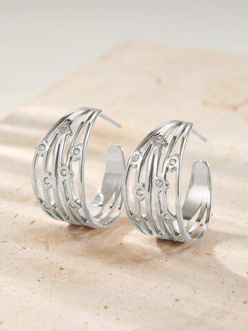 Hey Happiness - Pendientes 'Multi Band Crystal Hoop' en plata