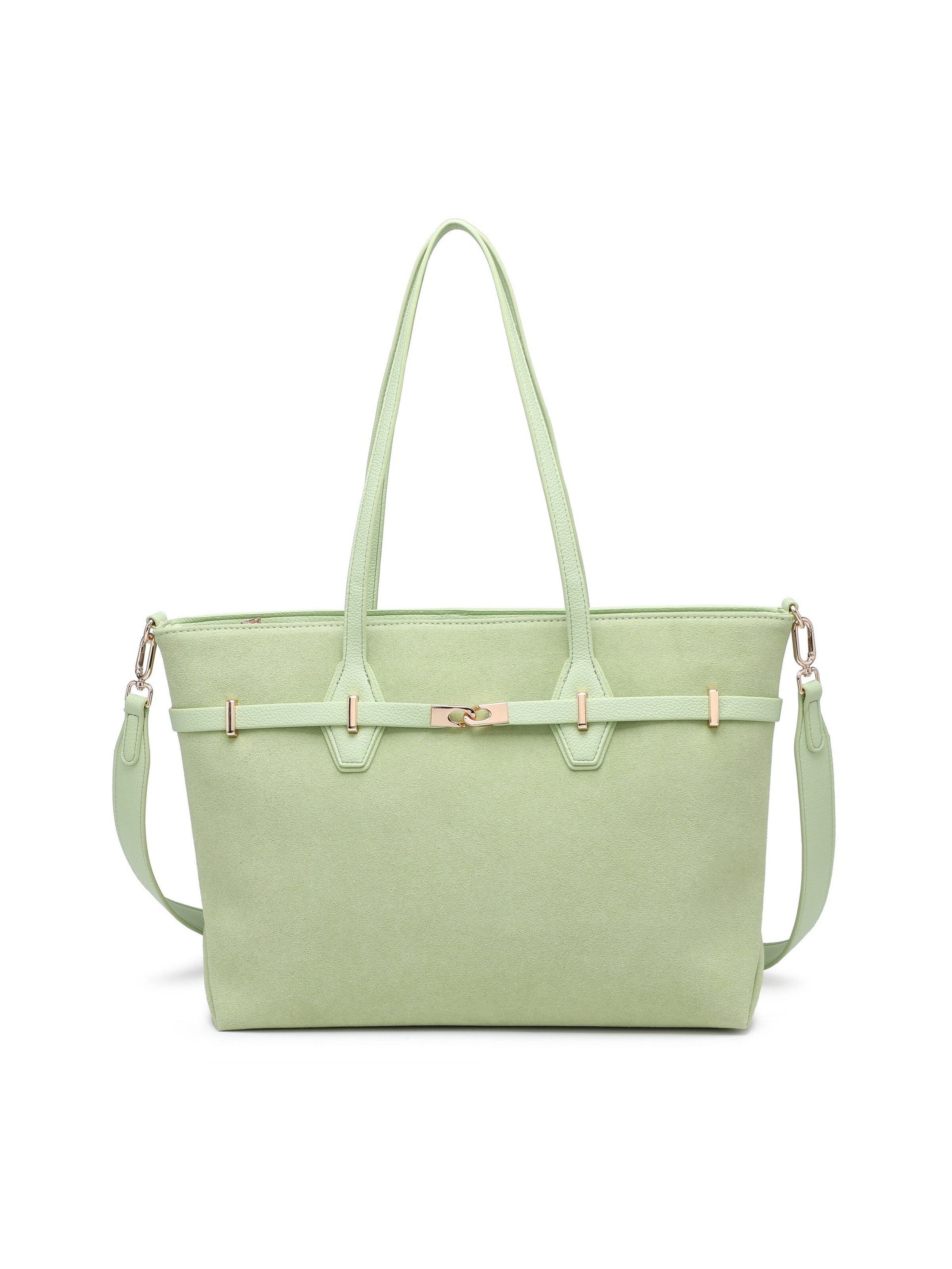 Borsa a mano 'Borsa a Mano Donna Ecopelle - Modello KSD52134 con Tracolla Staccabile' di Kassandra in verde: frontale
