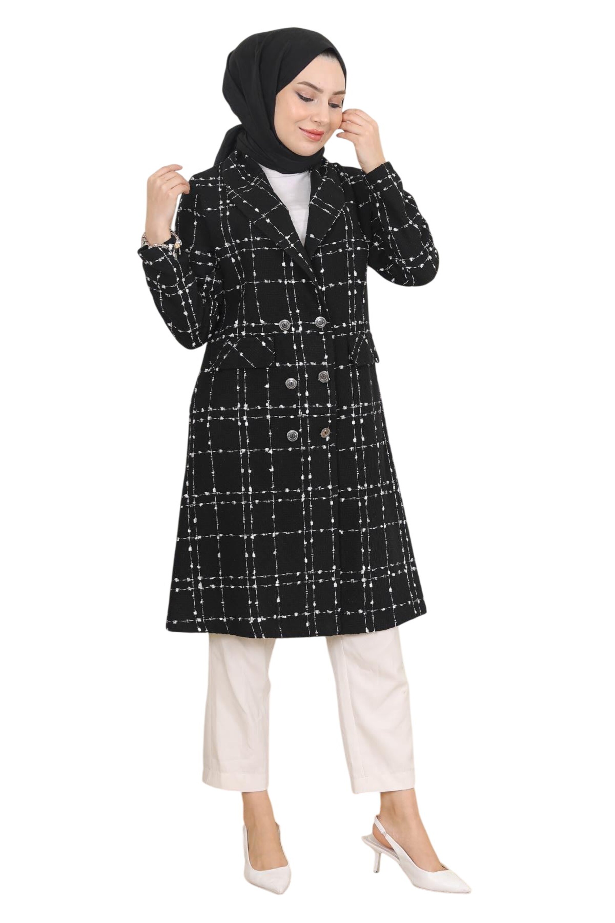 MODAMIHRAM Between-seasons coat in Black: front