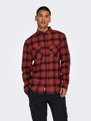 Only & Sons Regular fit Skjorta 'ONSMATT' i röd: framsida