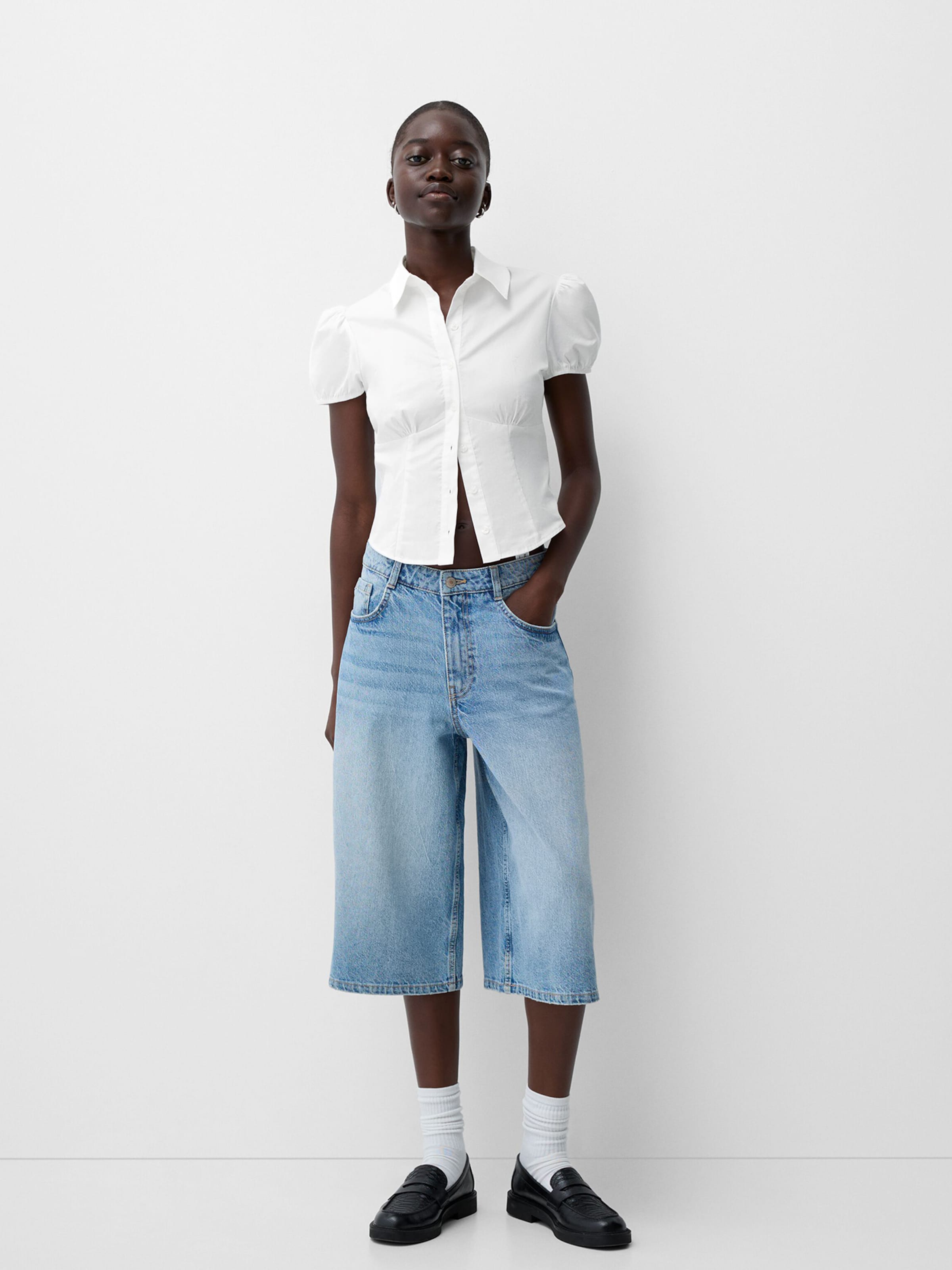 Bershka Camicia da donna in Bianco ABOUT YOU