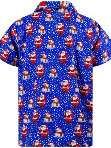 King Kameha Regular fit Button Up Shirt 'Christmas Santa Likes' in Blue