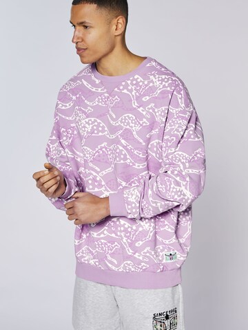 CHIEMSEE Sweatshirt ' mit Känguru-Alloverprint ' in Purple