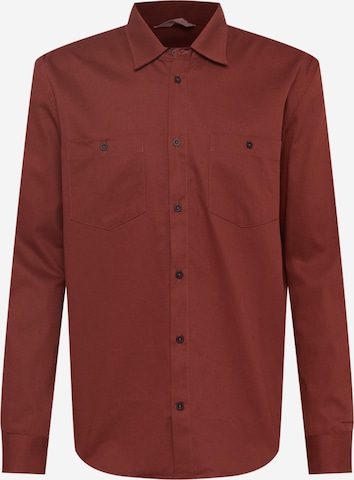 MELAWEAR Regular fit Button Up Shirt 'PRAN' in Brown: front