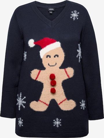 Pull-over Ulla Popken en bleu : devant