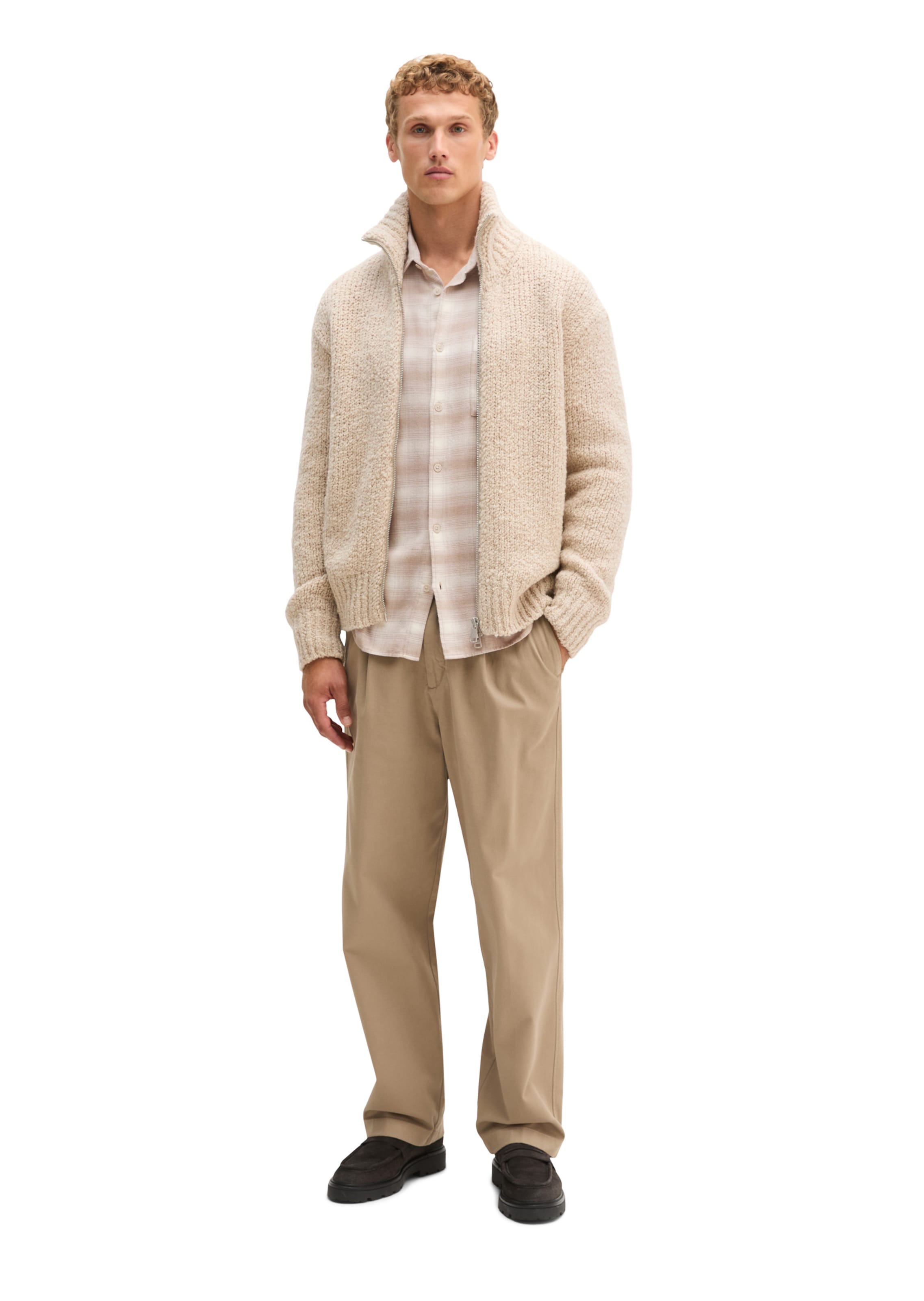 Marc O'Polo Gebreid vest in Beige: voorkant
