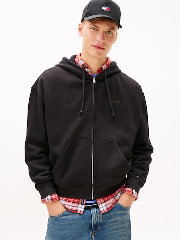 Tommy Jeans - Casaco em moletão em preto: frente