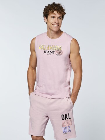Oklahoma Jeans Tanktop ' mit Label-Print ' in Pink: Vorderseite