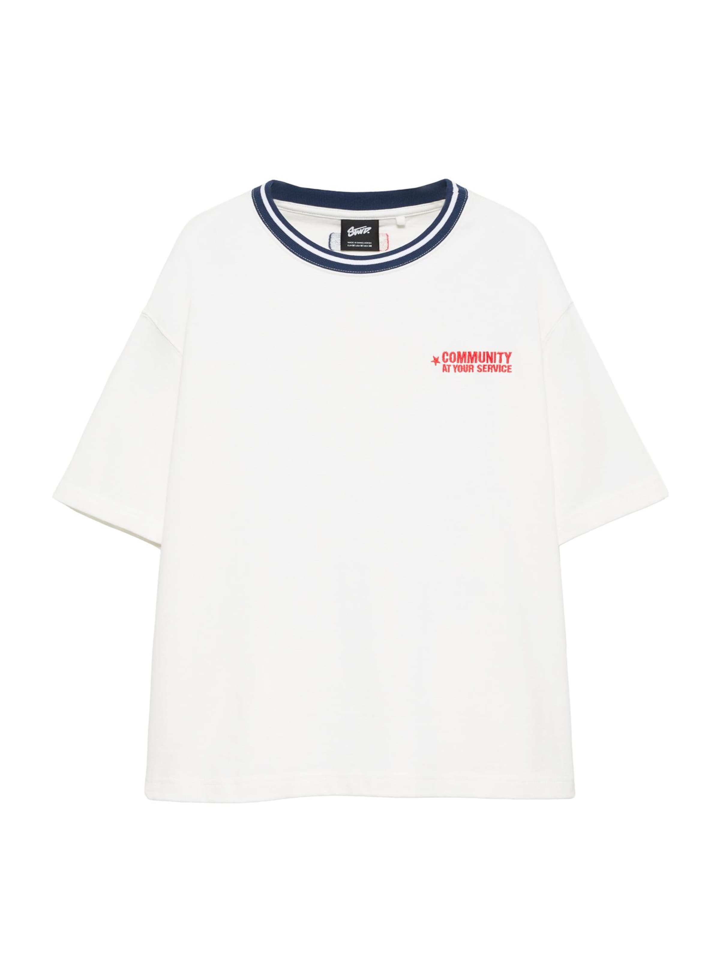 Pull&Bear Tričko 'STWD COMMUNITY PLAYER' ve velikosti XS - námořnická modř / červená / bílá, Produkt