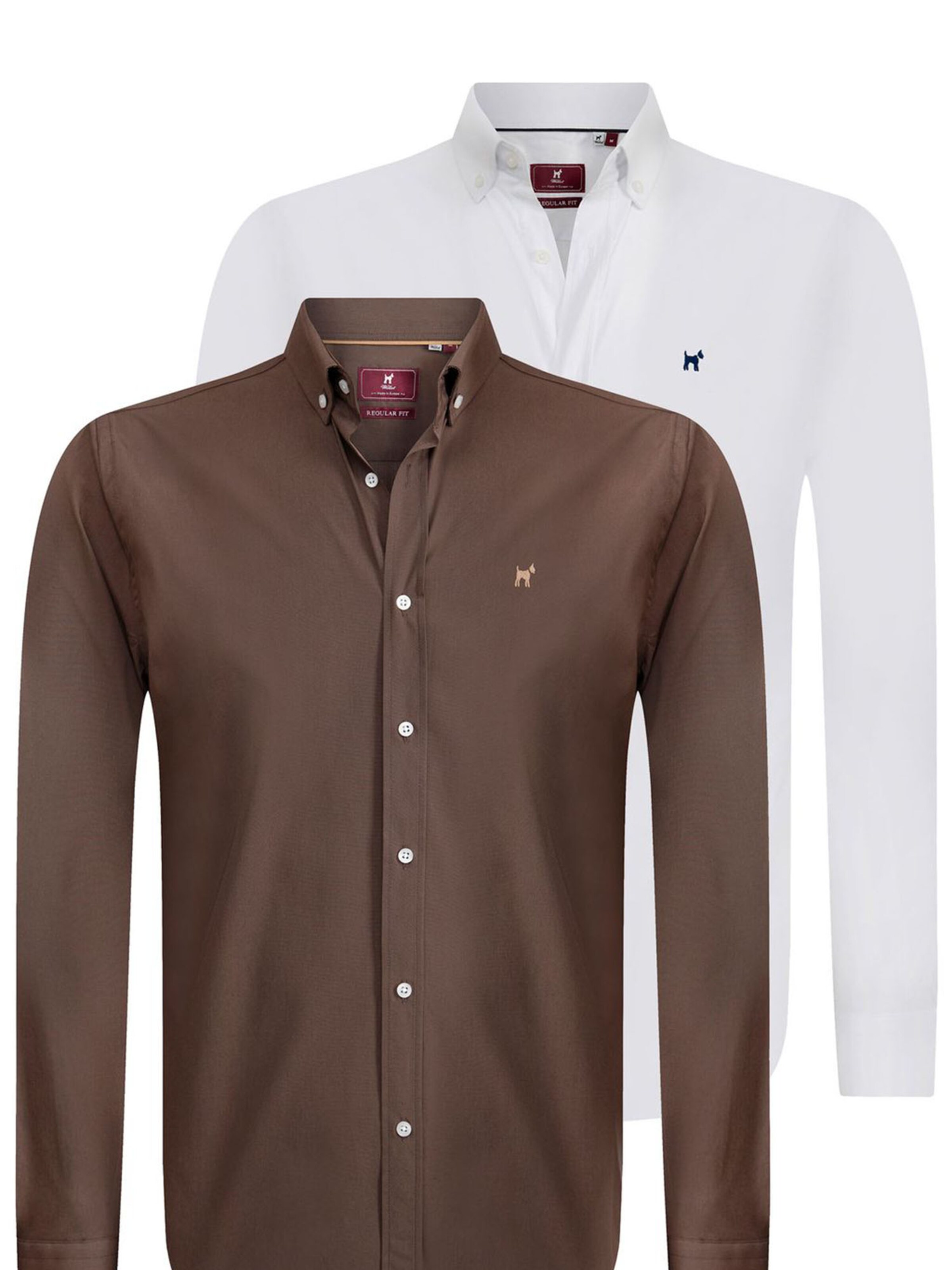 Williot Regular fit Overhemd in Bruin: voorkant