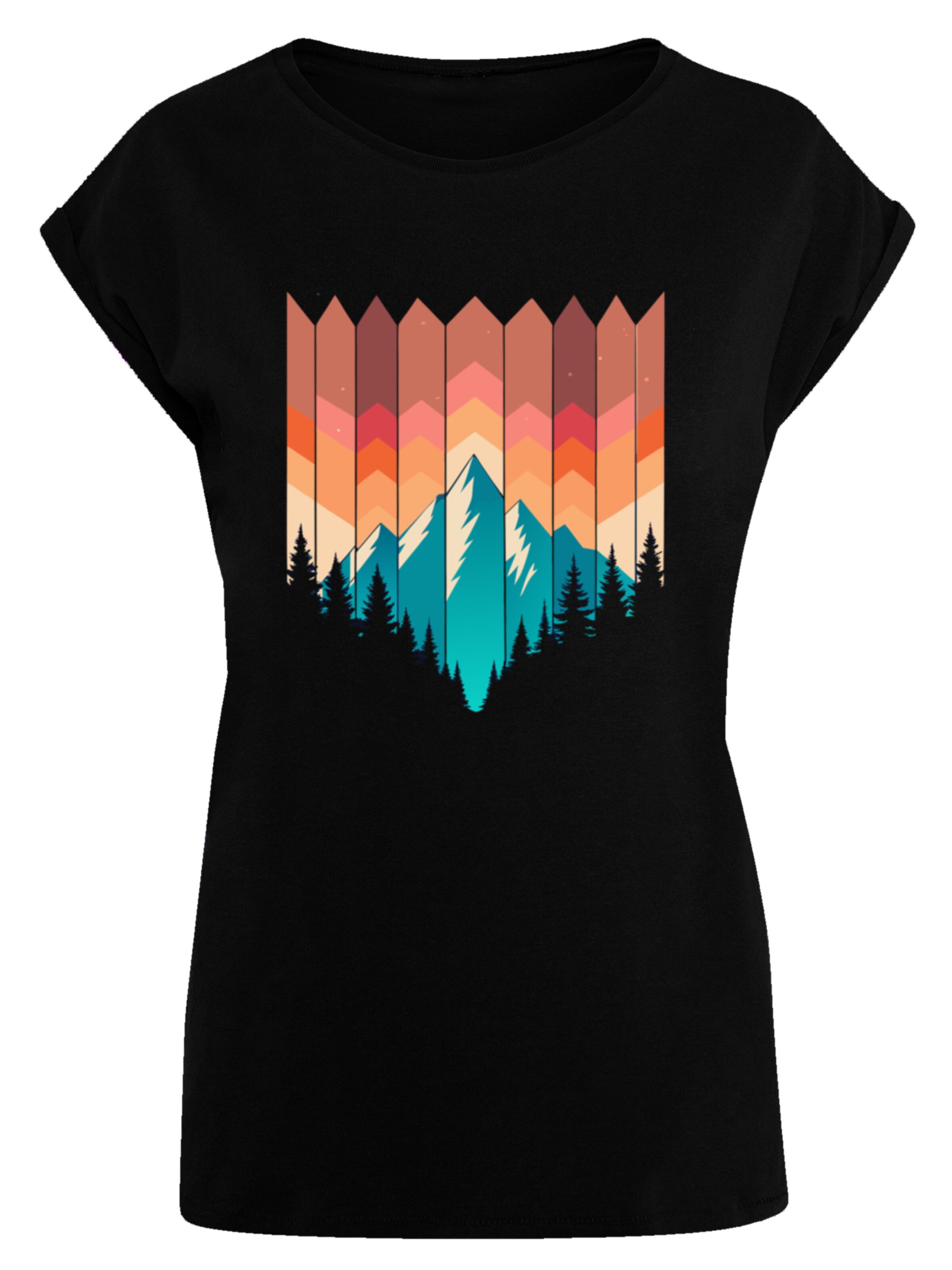 F4NT4STIC Shirt 'Berg Sonnenuntergang Geometrisch' in Gemengde kleuren: voorkant