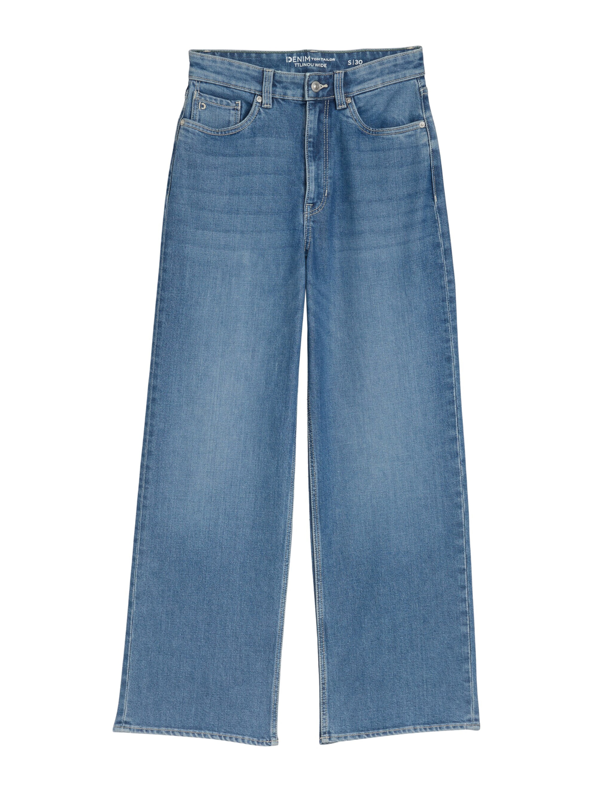 TOM TAILOR DENIM Laiad sääred Teksapüksid 'LINOU', värv sinine: eest vaates