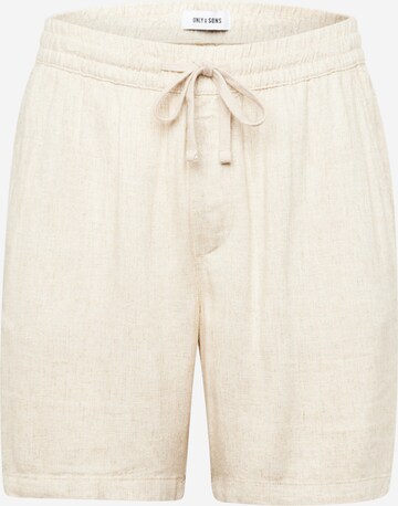 Only & Sons Regular Broek 'TEL' in Beige: voorkant