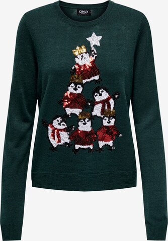 ONLY Sweater 'XMAS' in Green: front