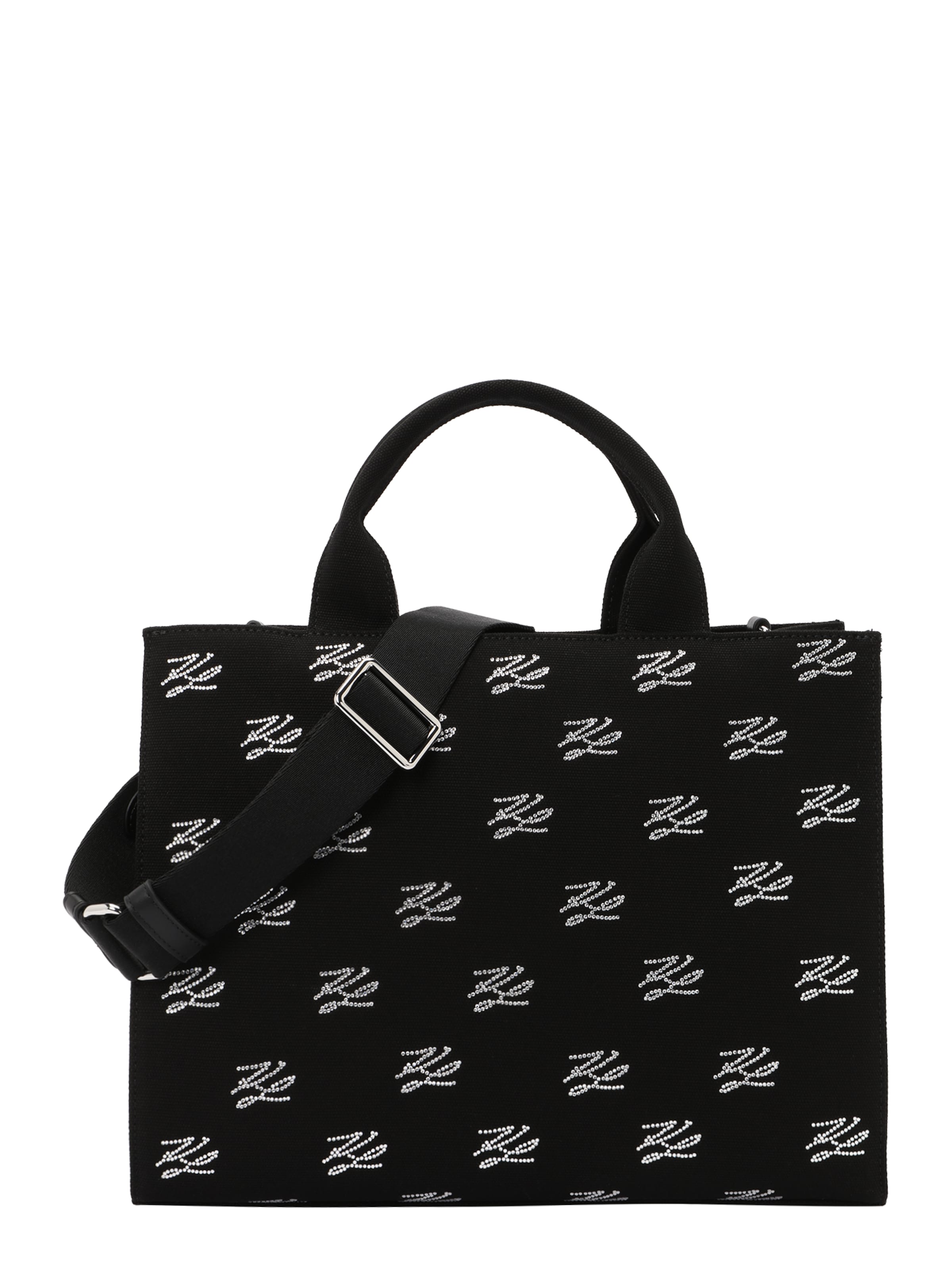 melns Karl Lagerfeld Rokassomiņa: no priekšpuses