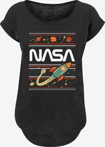 F4NT4STIC Shirt 'NASA Fair Isle' in Zwart: voorkant