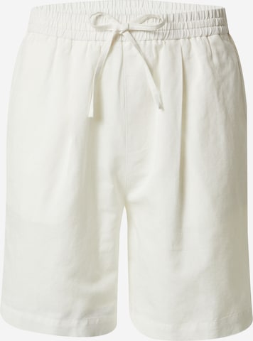 DAN FOX APPAREL Широка кройка Панталон 'Darian' в бяло: отпред