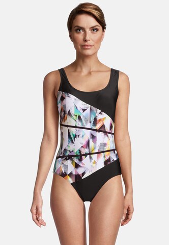 BECO the world of aquasports Bustier Badeanzug 'Heavenly Palms' in Schwarz: Vorderseite