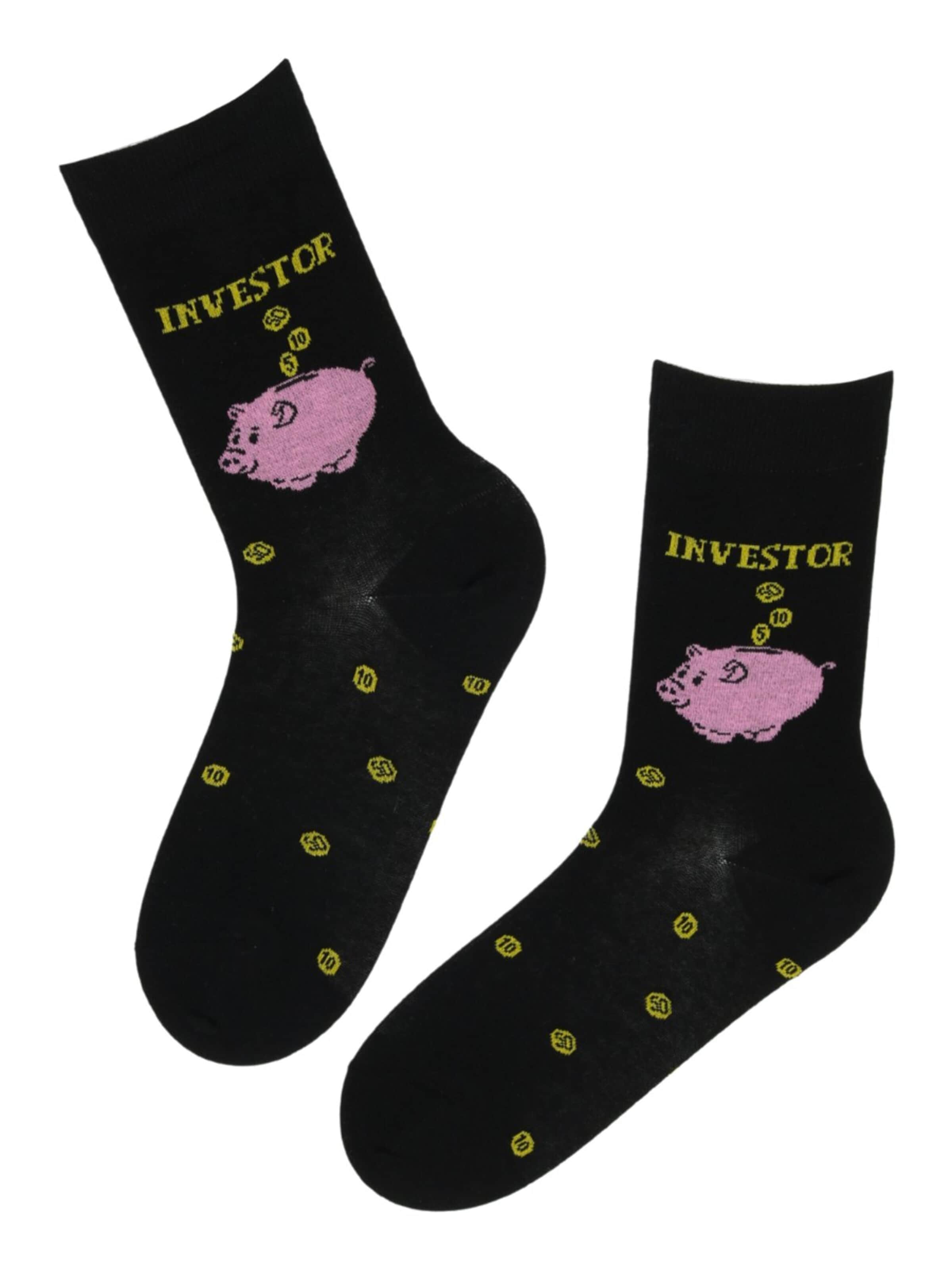 Sokisahtel Socks 'INVESTOR cotton money lover socks' in Black: front