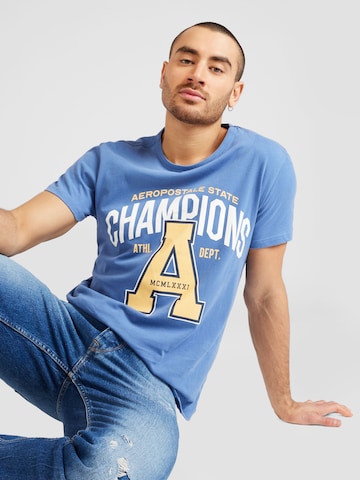 AÉROPOSTALE Shirt 'CHAMPIONS' in Blue: front