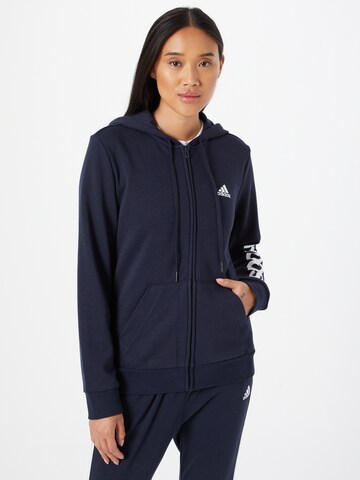 ADIDAS SPORTSWEAR Athletic Zip-Up Hoodie 'Essentials Logo ' in Blue: front