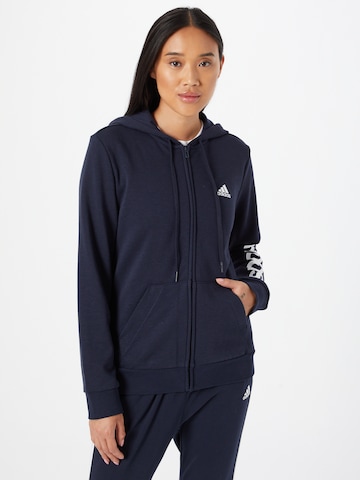 ADIDAS SPORTSWEAR Sportief sweatvest 'Essentials Logo ' in Blauw: voorkant