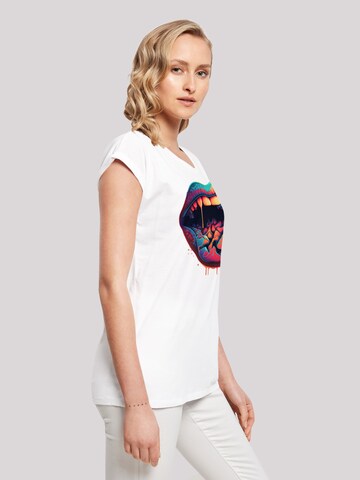 T-shirt 'Drooling Lips' F4NT4STIC en blanc
