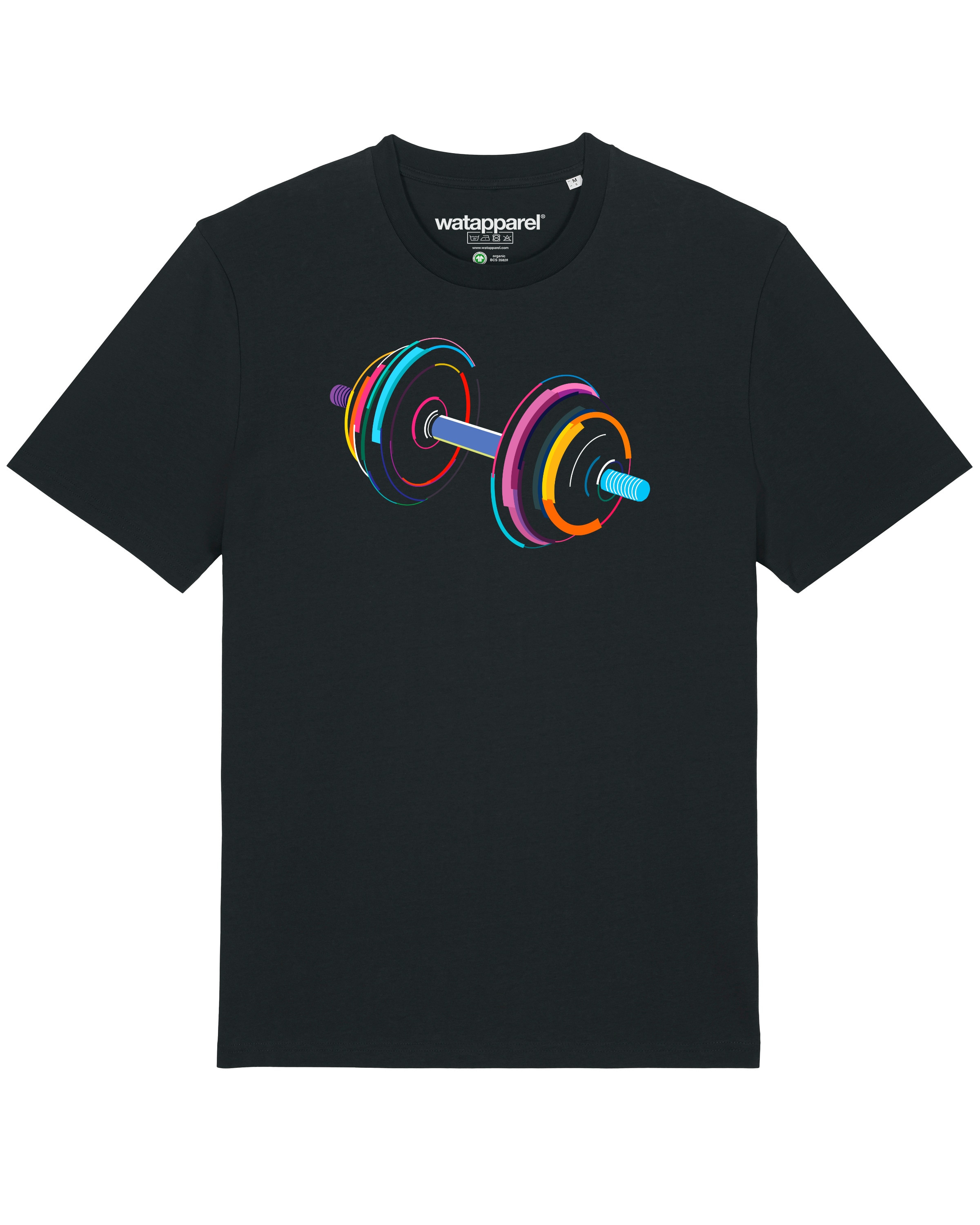 Maglietta '80s Hantel' di Watapparel in nero: frontale