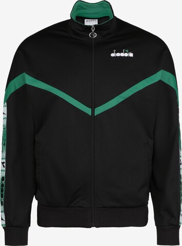 Diadora Athletic Zip-Up Hoodie 'Offside' in Black: front