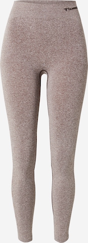 Skinny Pantalon de sport 'Ci' Hummel en marron : devant