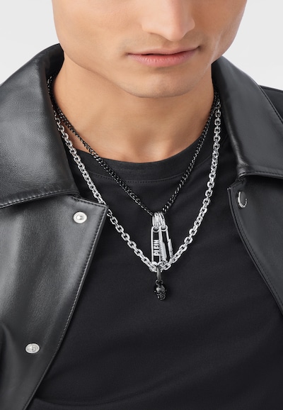 Philipp Plein Jewellery Ketting 'PLEIN SAFETY PIN' in de kleur Zilver, Productweergave