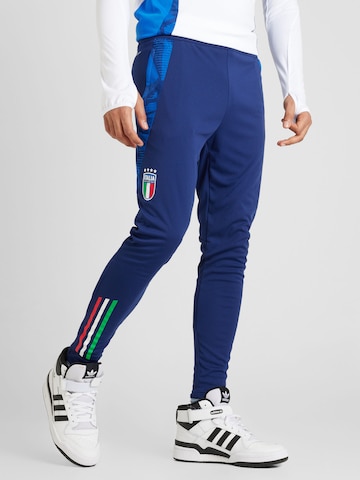 ADIDAS PERFORMANCE Skinny Workout Pants 'Italy Tiro 24 Competition' in Blue: front
