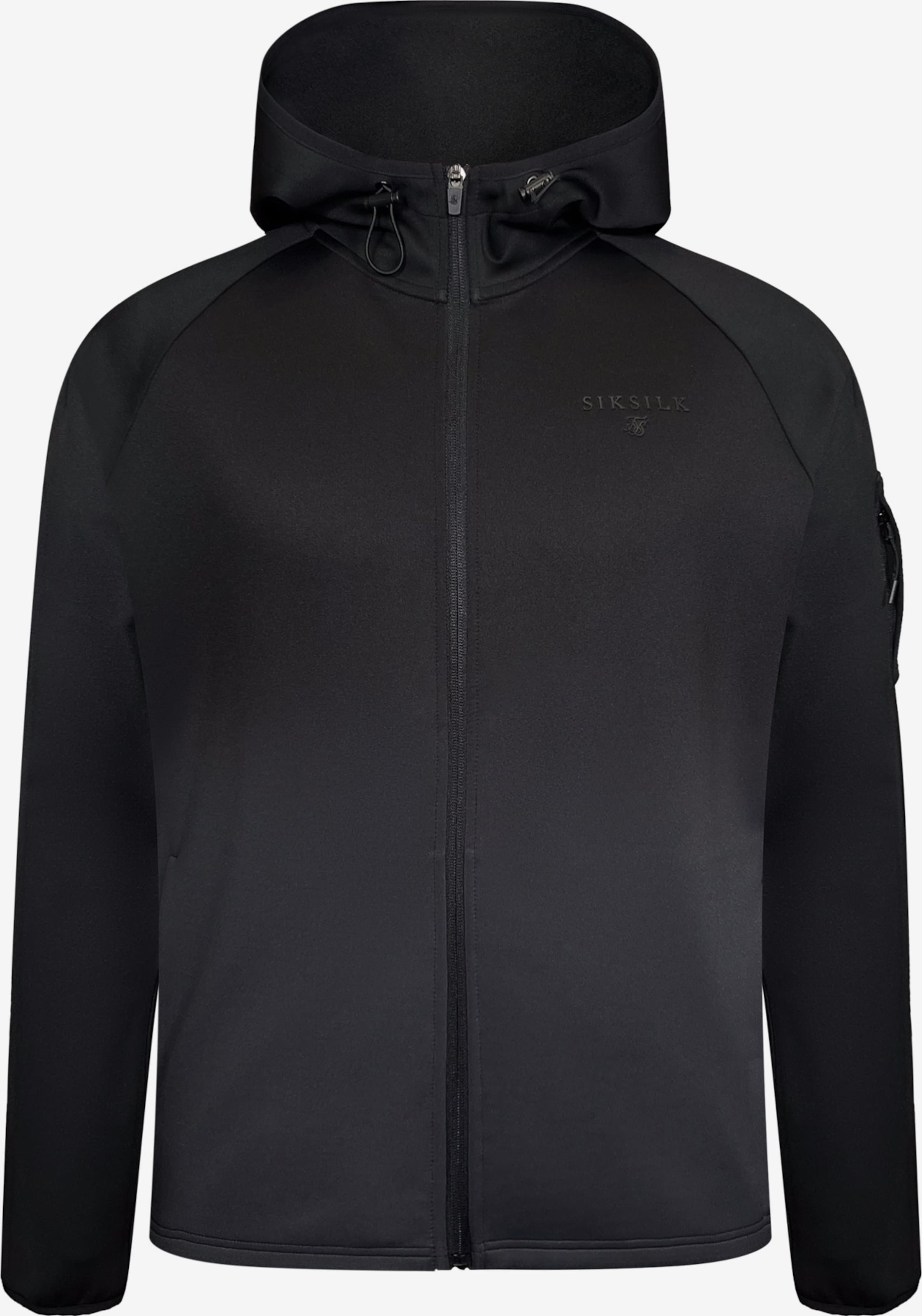 Felpa Con Cappuccio SikSilk Uomo, Modello Logo Sbiadito, Colore Nero/Blu. Zip Passante, Taglia S, Nuova Con Etichette.