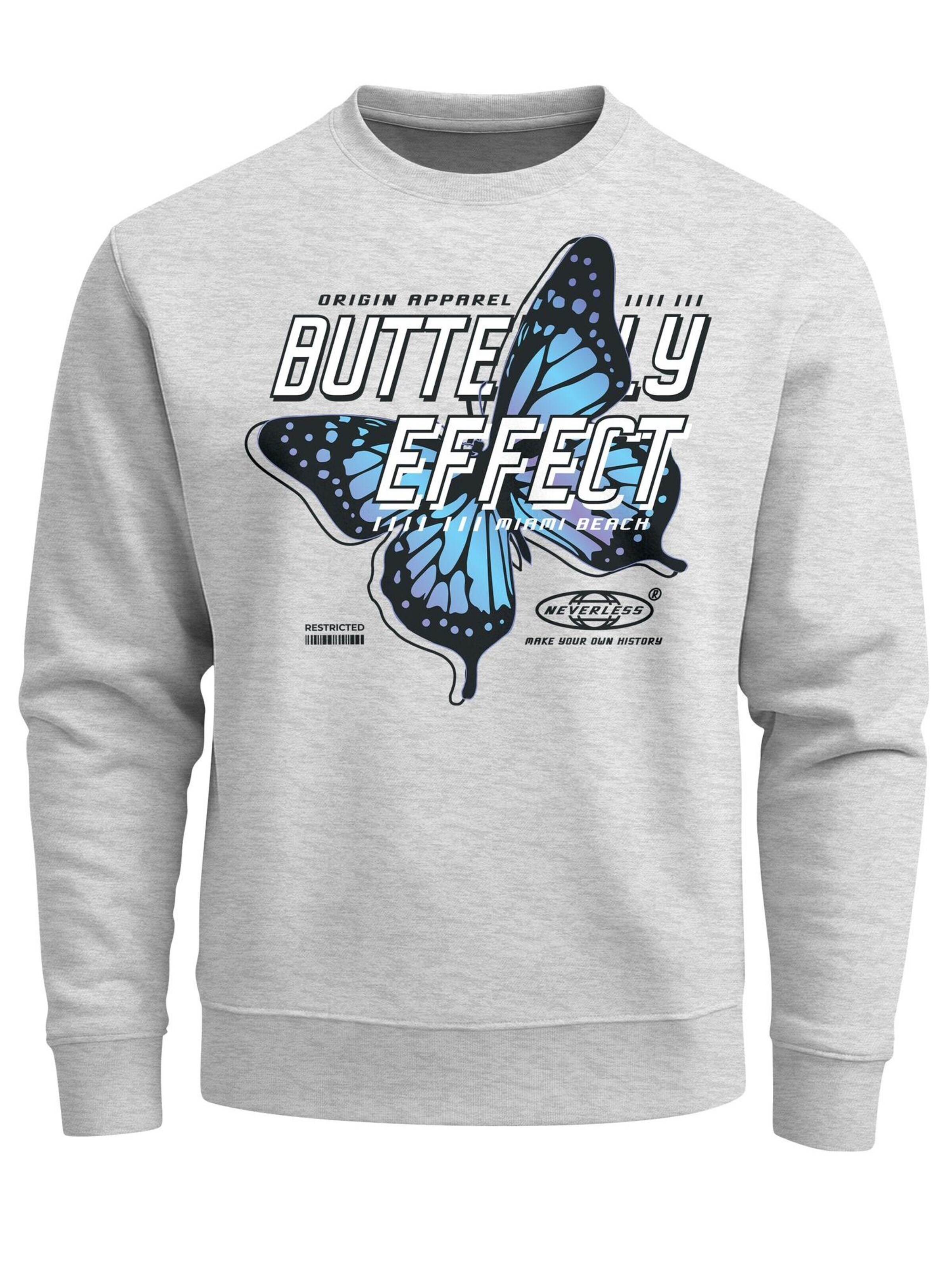 Neverless Sweatshirt 'Butterfly' in Grey: front
