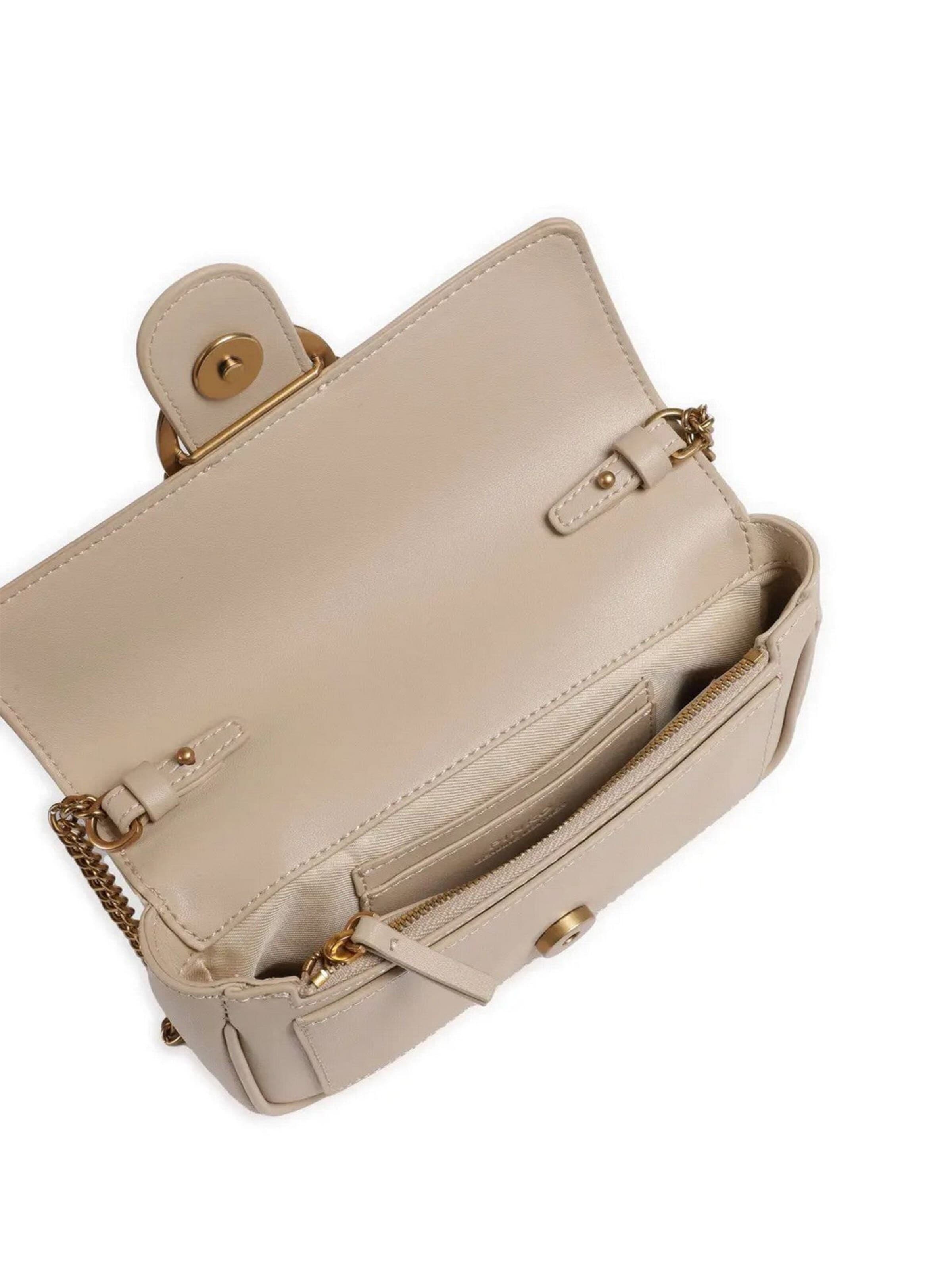 PINKO - Bolso de hombro 'Love One Pocket C Vitello Seta' en beige